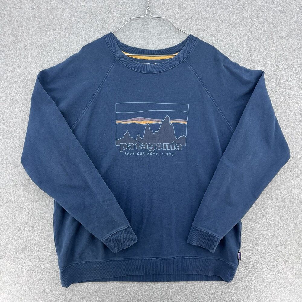 Patagonia Regular Fit Organic Cotton Pullover Sweater Navy Men's Size XL